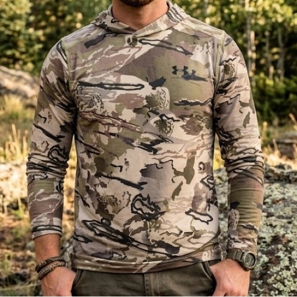 Under Armour Other - Under Armour Threadborne HeatGear Hoodie Shirt Ridge Reaper Camo Hunting Outdoor